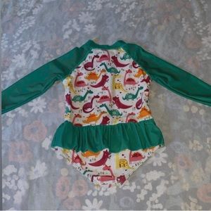 Green dinosaur girl  bathing suit size 4-5